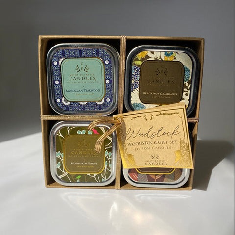 CREATIVE ENERGY GIFT SET WOODSTOCK (FOUR) 2-IN-1 SOY LOTION CANDLES